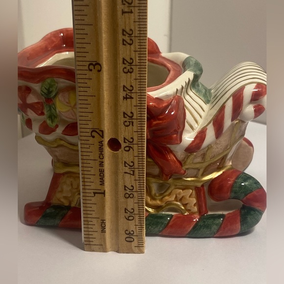 90s Fitz And Floyd Christmas Sleigh Figurine candy sugar bowl 1995 vintage used - Picture 13 of 16